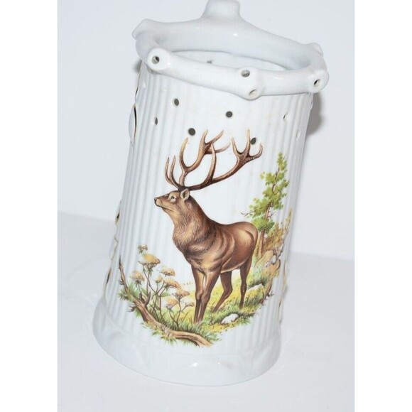 Vtg hand painted porcelain hole joke jug Hugo Schmidt Koblenz Deer Buck Mug - Picture 4 of 10